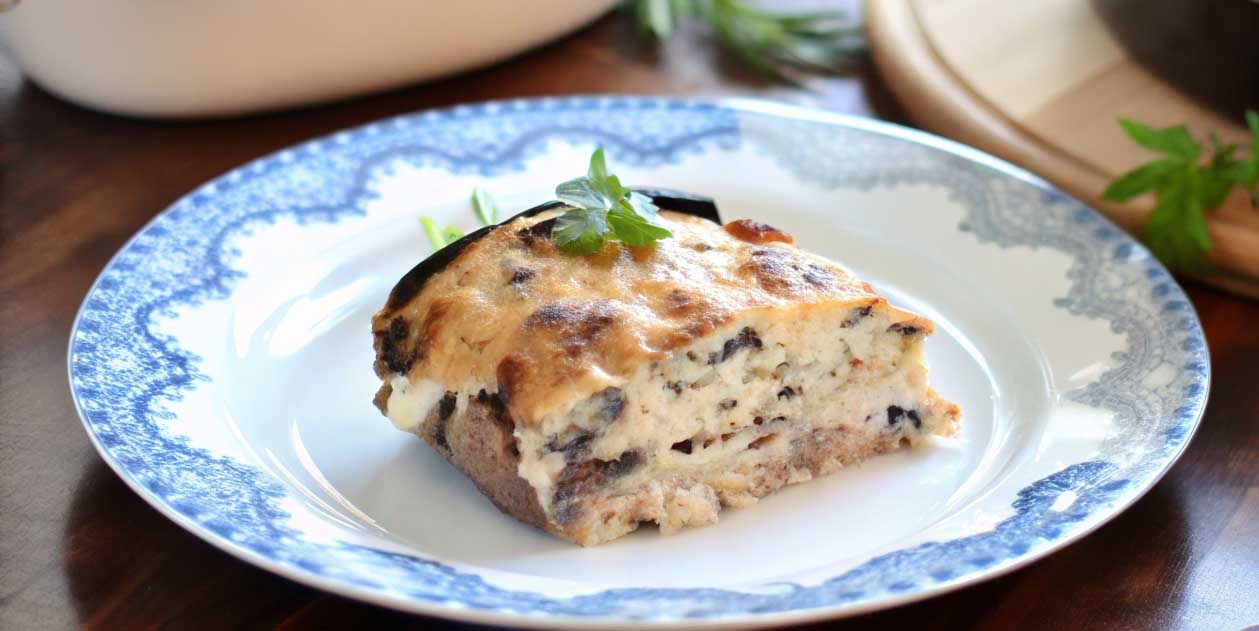 Tortino di zucchine e melanzane con crema alla robiola