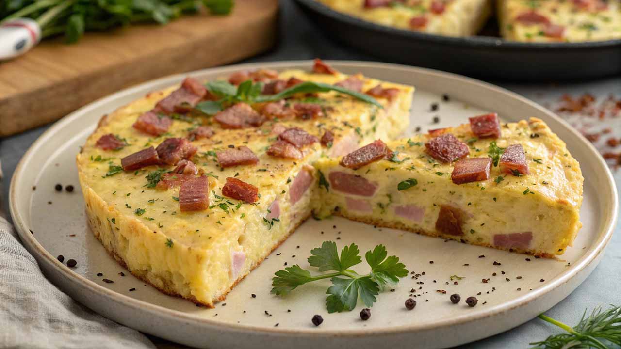 Frittata con porro e pancetta